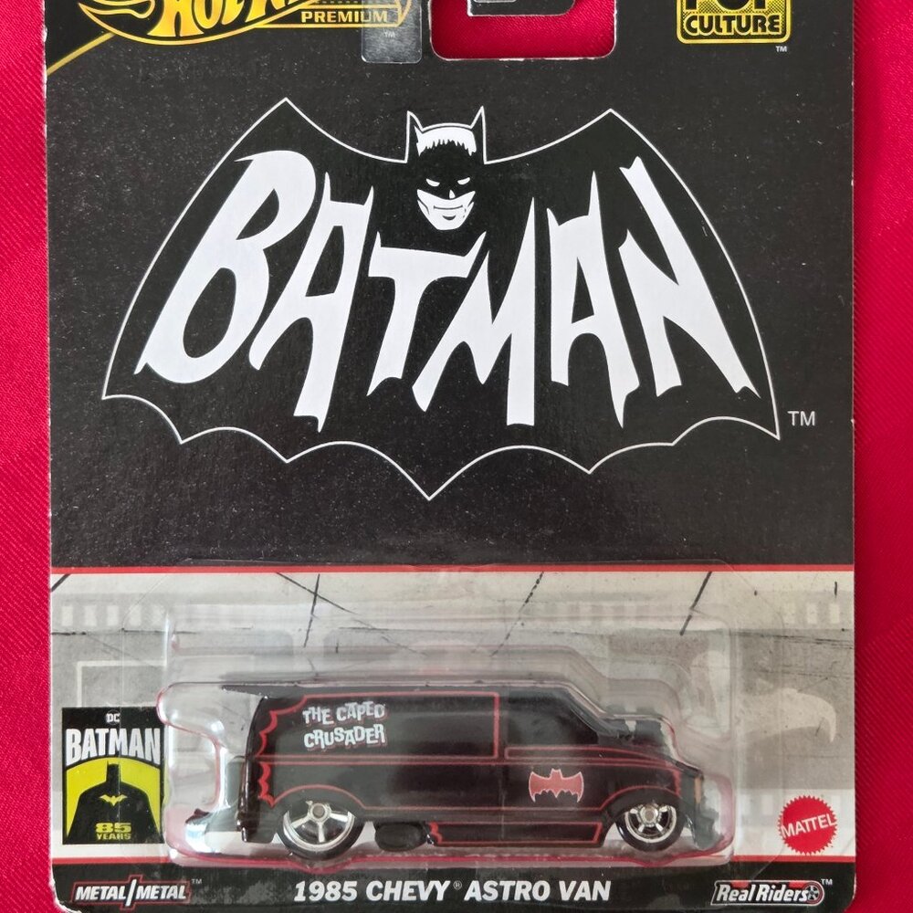 2024 HOT WHEELS, PREMIUM REAL RIDERS, BATMAN'S 1985 CHEVY ASTRO VAN, MINT!!!